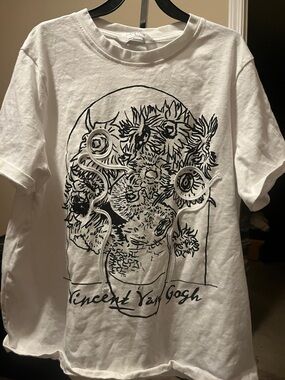 Primark White Graphic 'Vincent Van Gogh' Short Sleeve Tee